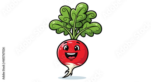 happy radish cartoon character isolated