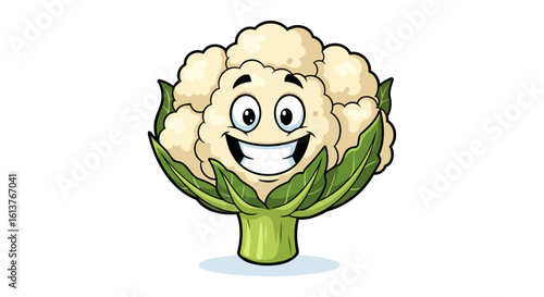 happy cauliflower cartoon character isolated