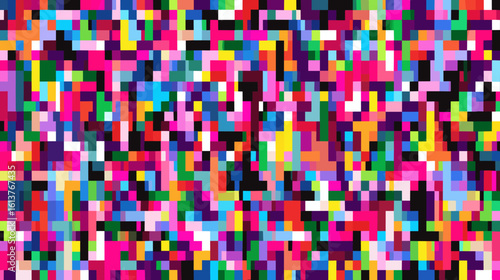 Colorful glitch vector background in abstract pixel style  