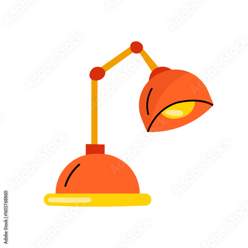 Cartoon desk lamp icon. Workspace lighting element for study, office or home interior design. Vector isolated.