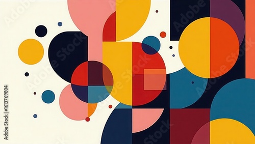 Geometric shapes abstract composition circles squares
