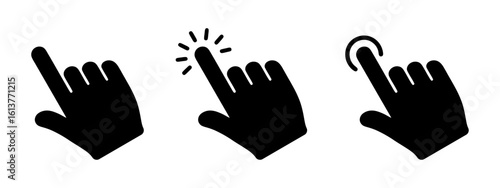 Hand cursor icons set. Pointer clicking symbol. Vector illustration.