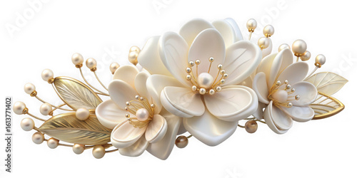 Elegant floral hair accessory isolated on transparent background