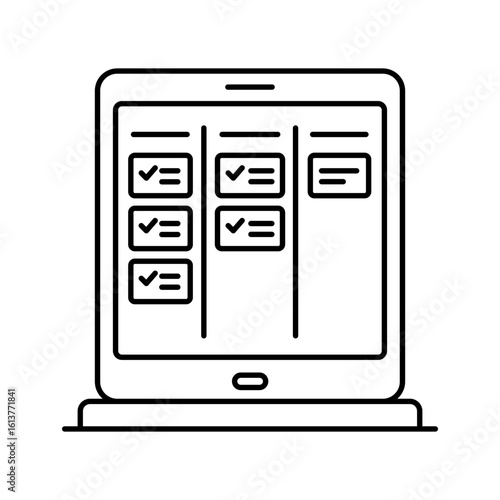 Digital kanban board on tablet screen