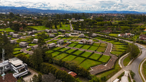 Fotografía aérea tomada  en el sector de San Antonio de Pereira en Rionegro, Antioquia,	