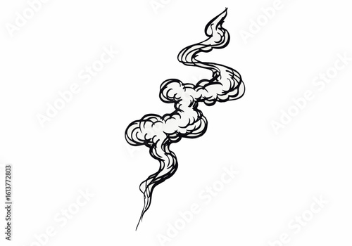 Illustration of a stylized smoke plume rising and swirling up