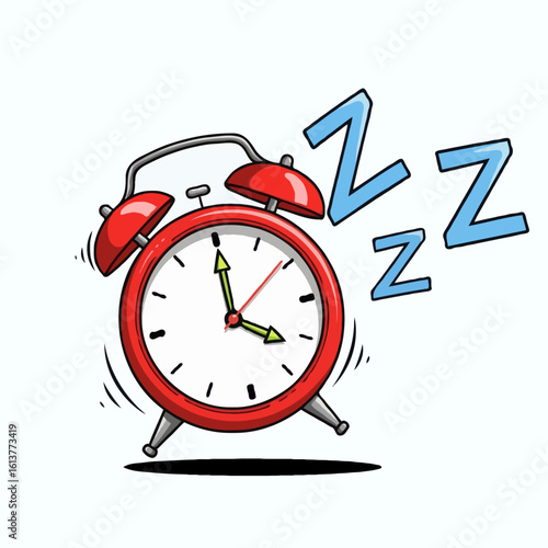 Red alarm clock with zzz symbols indicating sleepiness time