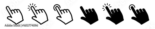 Hand cursor icons set. Pointer clicking symbol. Vector illustration.