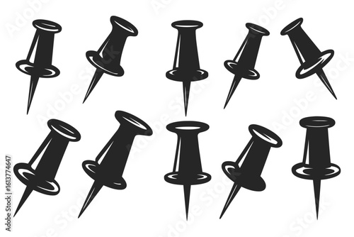 Push pin icon silhouette vector 