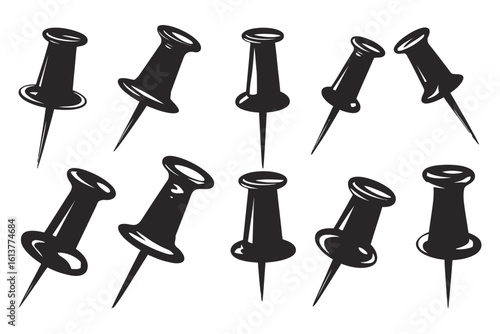 Push pin silhouette vector art

