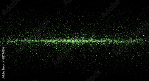 Abstract green sparkles on dark background in cosmic style  