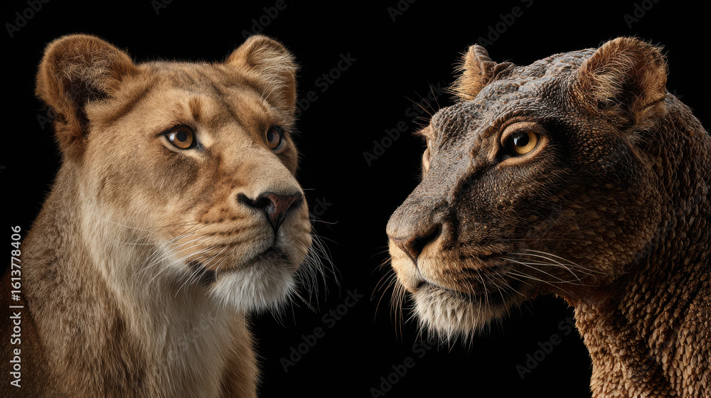Fototapeta premium create philosophical portraits of top majestic wild animals against clean minimalist background highlighting