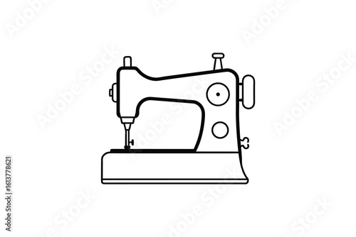 Vintage Sewing Machine Illustration A Classic Crafting Tool in Clean Silhouette Style silhouette detailed illustration vintage