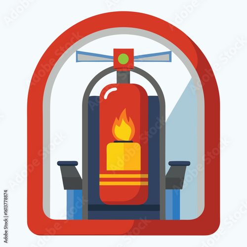 fire extinguisher in cockpit on white background