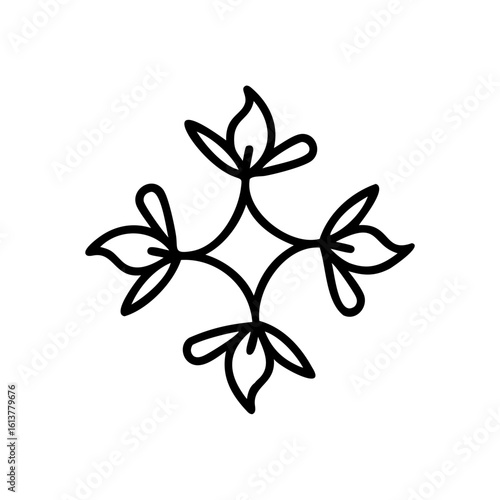 Outline a floral swag with four petal shapes simple minimalist