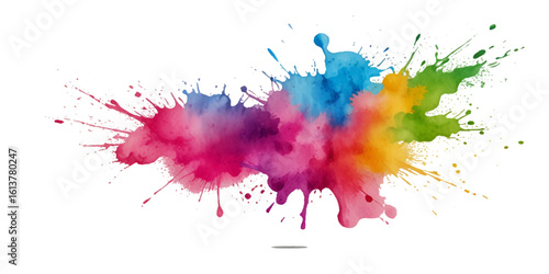 Vector abstract colorful rainbow holi paint and colorful cloud smoke powder explosion isolated on transparent wide panorama background.	