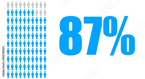 Percentage of population 87 infographic icon isolated on White background
