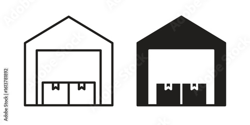 Warehouse icon vector editable. black vectors set