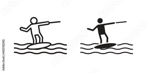 Wakeboarding icon vector editable. black vectors set