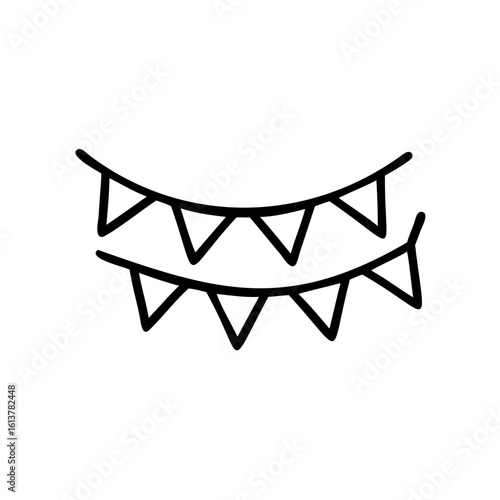 Outline doodle two strings triangular pennant banners flag triangle