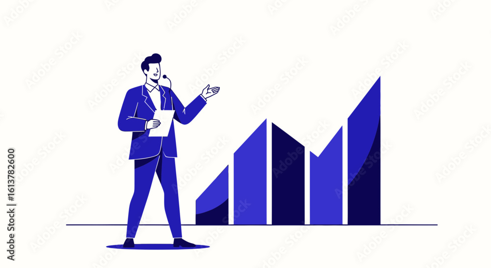 Fototapeta premium A sleek vector illustration of a business professional presenting a financial growth chart
