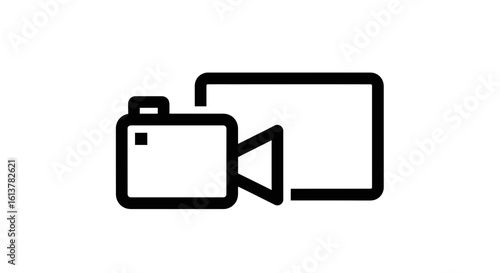 Sleek vector icon illustrating online video conferencing, live streaming, and digital communication solutions.