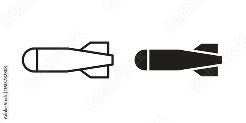 Torpedo icon vector editable. black vectors set