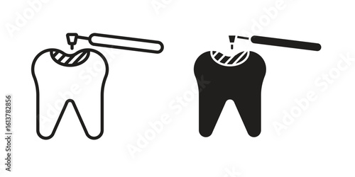 Tooth filling icon vector editable. black vectors set