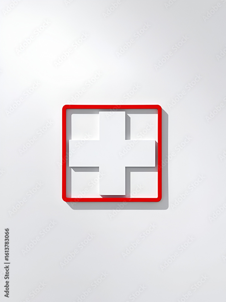 Fototapeta premium Red x icon. Bold red cross symbol on white background. Medical and emergency icon vector flat illustration design.