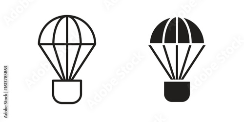 Parachute icon vector editable. black vectors set