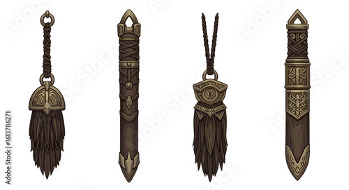 Ornamental fantasy weapons collection for games design and arts