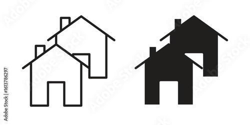 Neighborhood icon vector editable. black vectors set
