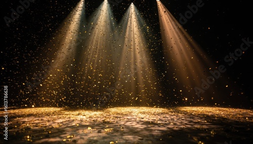 Sparkling golden stage lights