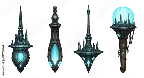 Magical Staffs and Orbs: Fantasy Item Set for Game Design