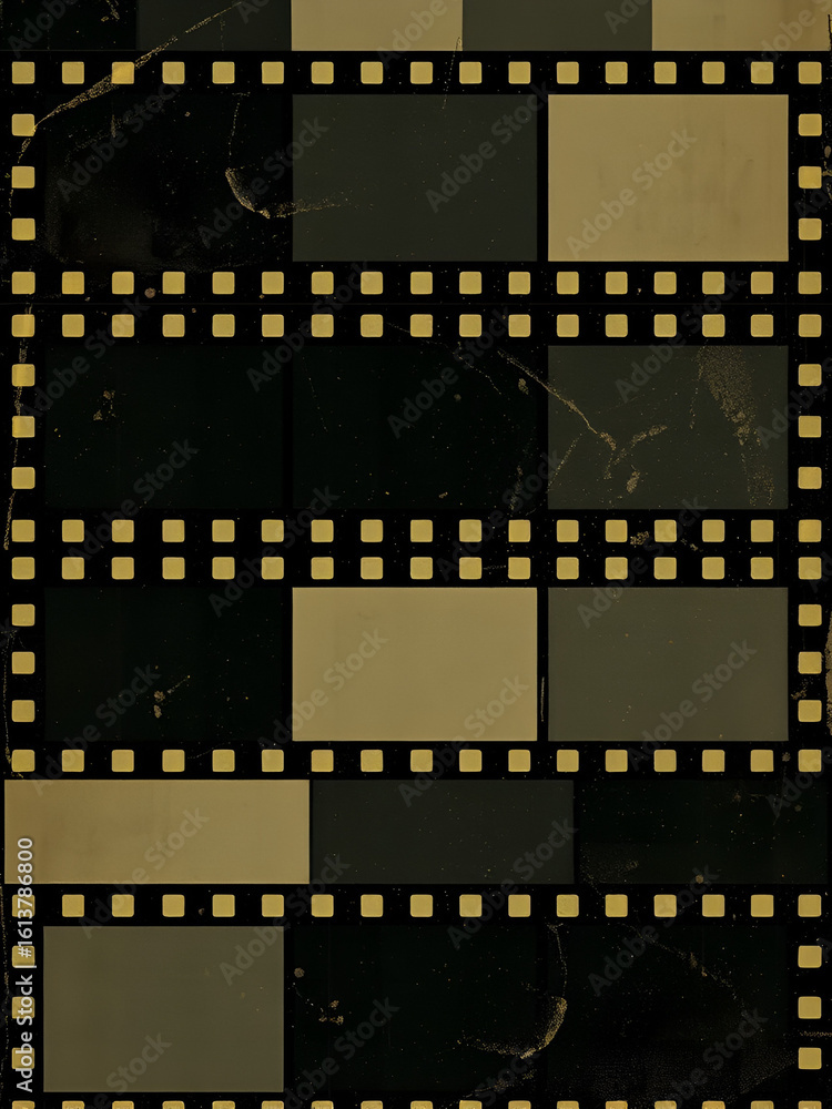 Obraz premium Grunge film strips collection. Old retro cinema movie strip video recording. Vector .