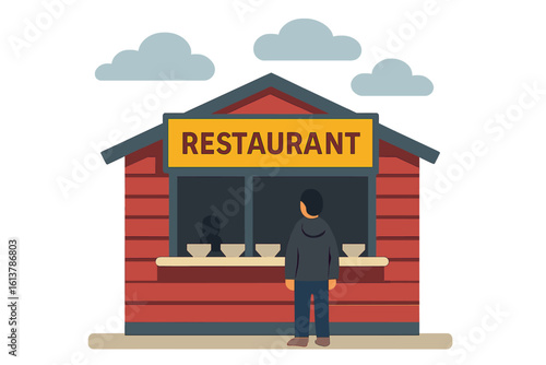 Traditional restaurant from Padang, Indonesia, known as Rumah Makan Padang, building illustration vector