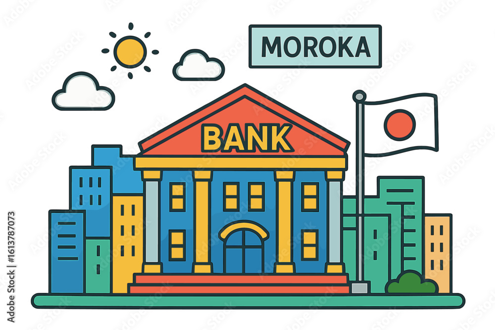 Fototapeta premium Vector illustration of Circle Icon Bank of Iwate Nakanohashi