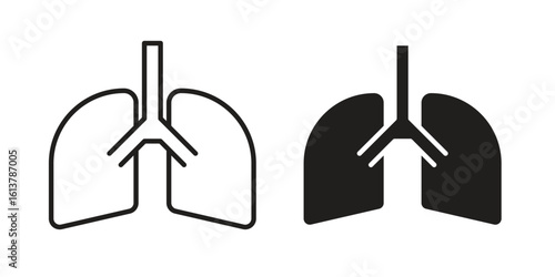 Lungs icon vector editable. black vectors set