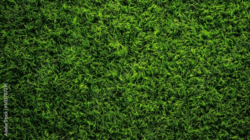 A top down view of a lush green grass field with varying shades of light and dark green