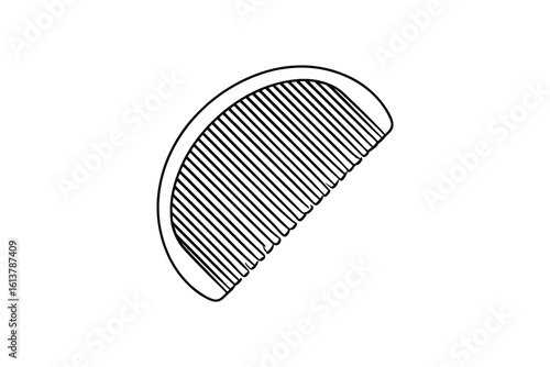 Stylized Hair Comb with Handle and Teeth Illustration in Black and White Silhouette simple illustration hair