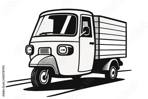 Black Vector Logo of Street Navigator on Downtown Tuk Tuk Rickshaw Transporter with a Sleek Black Design on a Tuk Tuk Rickshaw