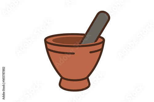 Vector icon of a mortar and pestle representing thai culture, travel, tradition or heritage illustration collection