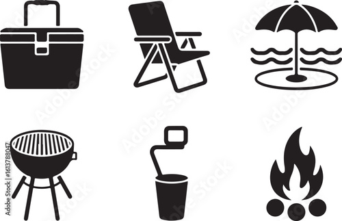 Outdoor Adventure and Relaxation Icons Collection