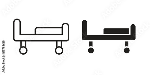 Hospital bed icon vector editable. black vectors set