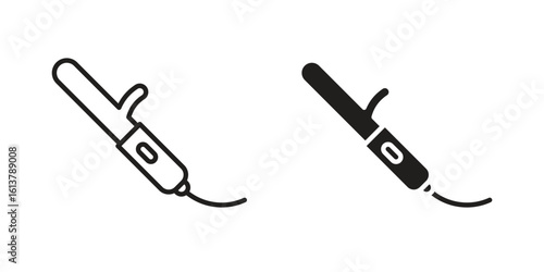 Hair curler icon vector editable. black vectors set