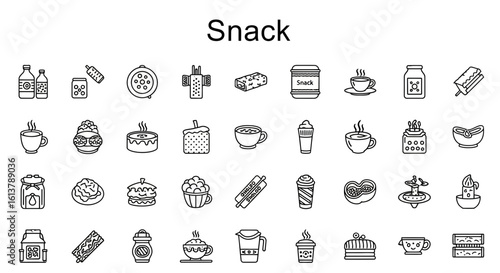 Solid Black Snack Icons: Food, Quick Bites, and Treat Symbols