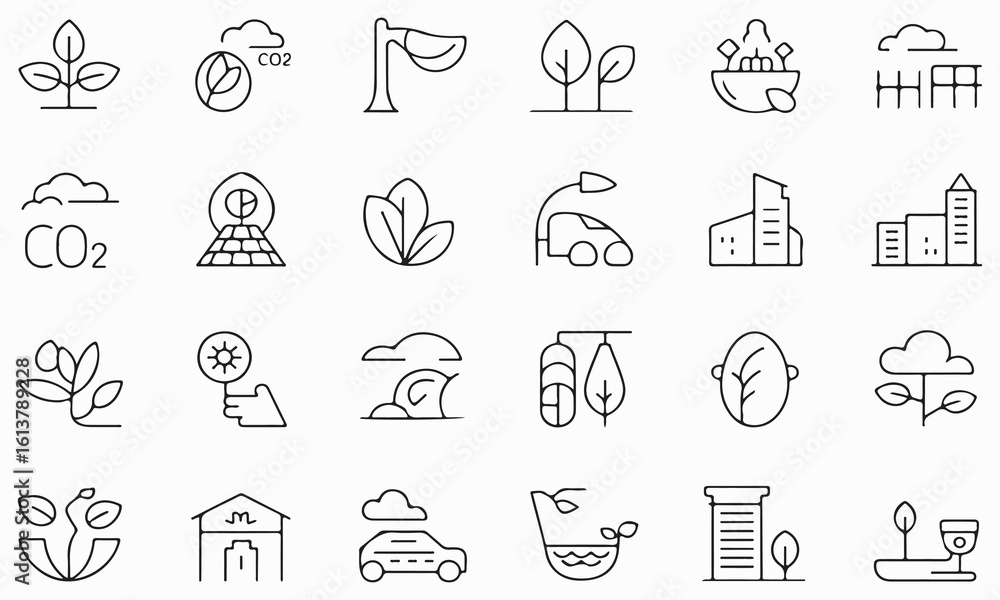 Fototapeta premium Plant growth and environmental icons leaf sprout