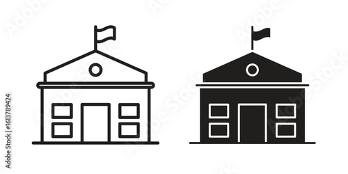 Government building icon vector editable. black vectors set