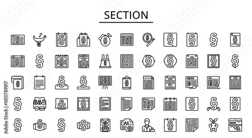 Solid Black Section Icons: Division, Part, and Segment Symbols