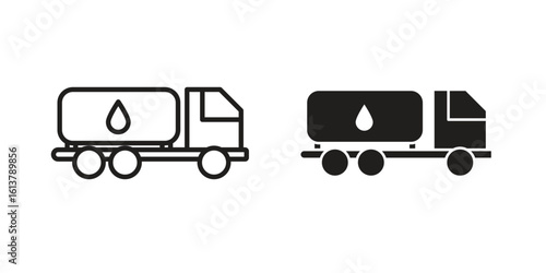 Fuel truck icon vector editable. black vectors set